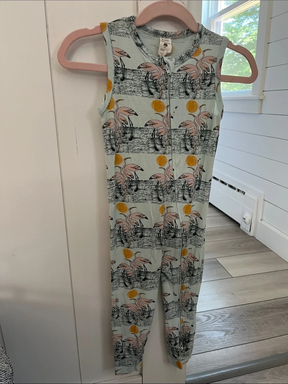kate quinn Mint Flamingo Print zip-up onesie 18-24 mos 🦩